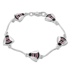 Bumblebee Sterling Silver Bracelet In Hot Pink Enamel