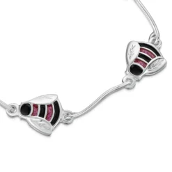 Bumblebee Sterling Silver Bracelet In Hot Pink Enamel -Bijourist Sales Store EBL273 HPINK close up