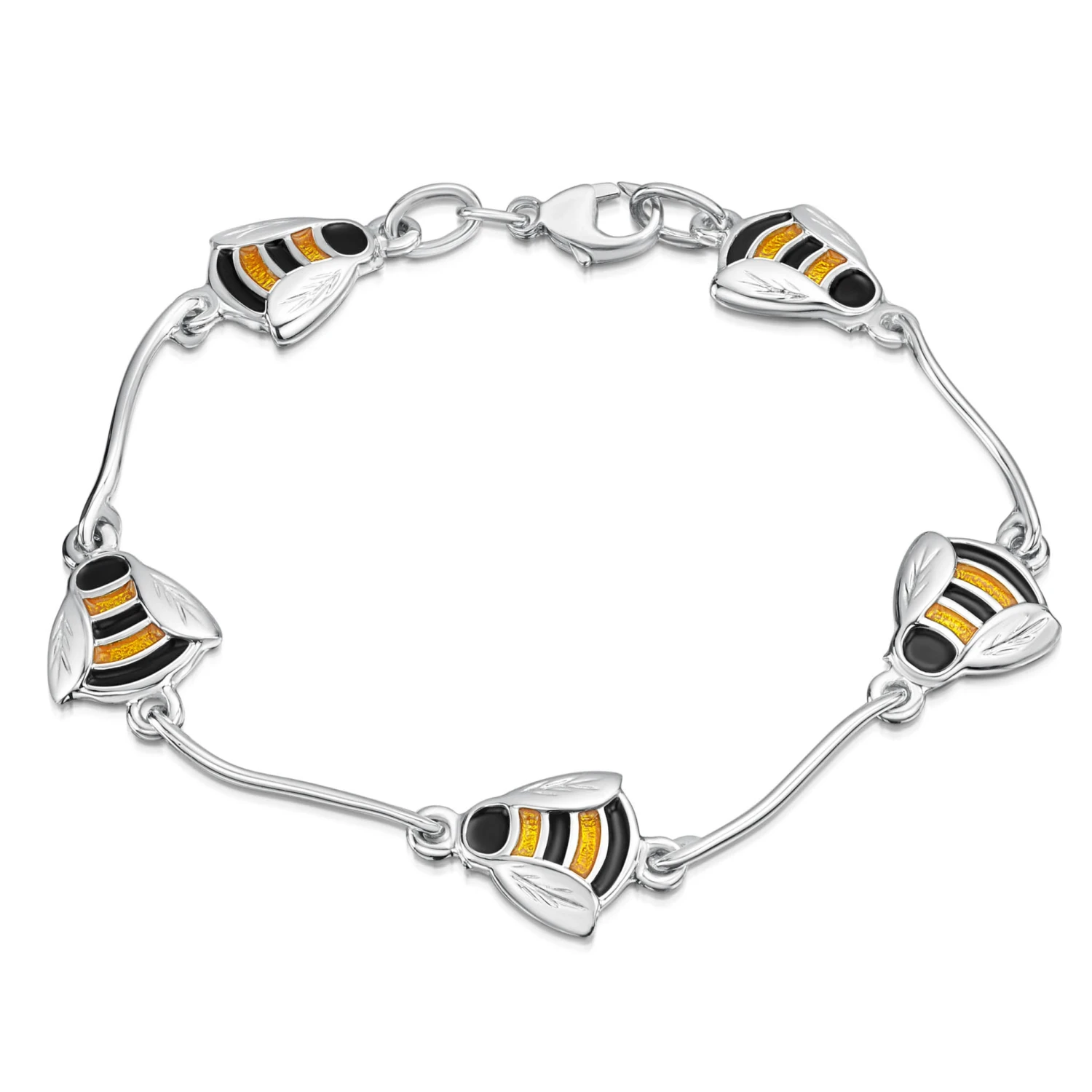 Bumblebee Enamel Bracelet In Sterling Silver 1 Bumblebee Enamel Bracelet In Sterling Silver