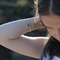 Mussel 2-Part Stretch Bracelet In Mussel Blue Enamel -Bijourist Sales Store EBL289 2 Musselshellstretchbracelet3