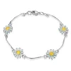 Daisies At Dawn 4-flower Enamel Bracelet In Sterling Silver