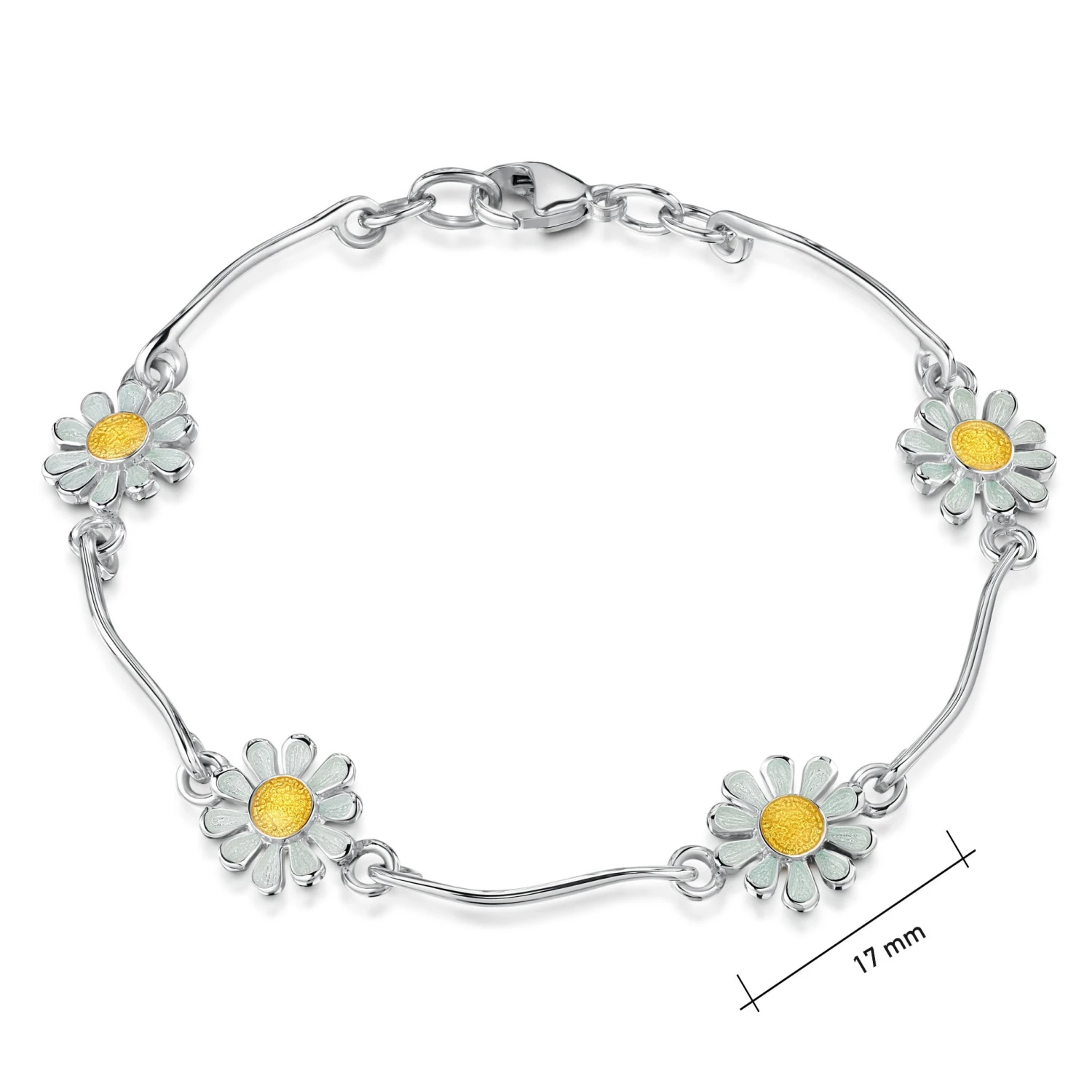 Daisies At Dawn 4-flower Enamel Bracelet In Sterling Silver 2 Daisies At Dawn 4-flower Enamel Bracelet In Sterling Silver - Image 2