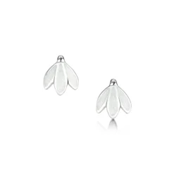 Snowdrop Petite Sterling Silver Stud Earrings In Crystal Enamel