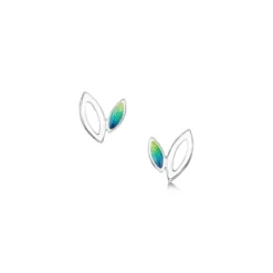 Seasons Silver Petite Stud Earrings In Spring Enamel