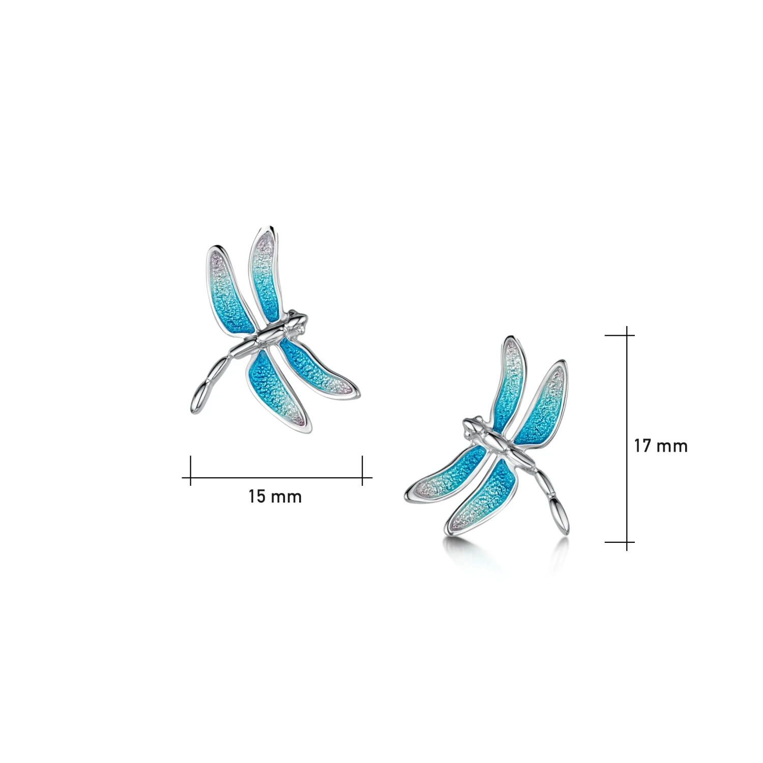 Dragonfly Enamelled Stud Earrings In Sterling Silver 2 Dragonfly Enamelled Stud Earrings In Sterling Silver - Image 2