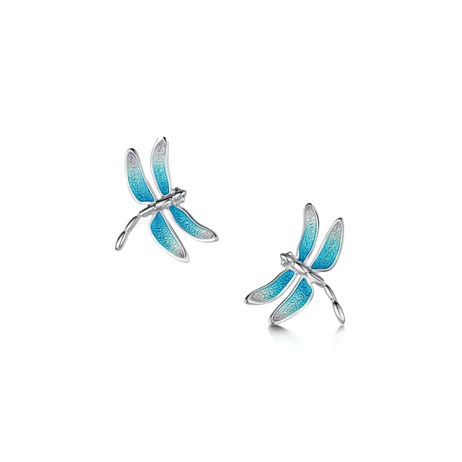 Dragonfly Enamelled Stud Earrings In Sterling Silver 1 Dragonfly Enamelled Stud Earrings In Sterling Silver