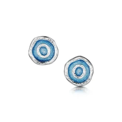 Brodgar Eye Enamelled Small Stud Earrings In Sterling Silver