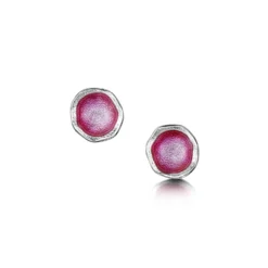 Lunar Bright Small Stud Earrings In Hot Pink Enamel