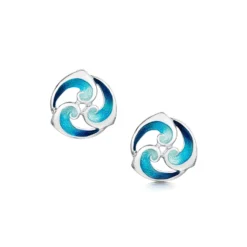 Breckon Stud Earrings In Peacock Enamel