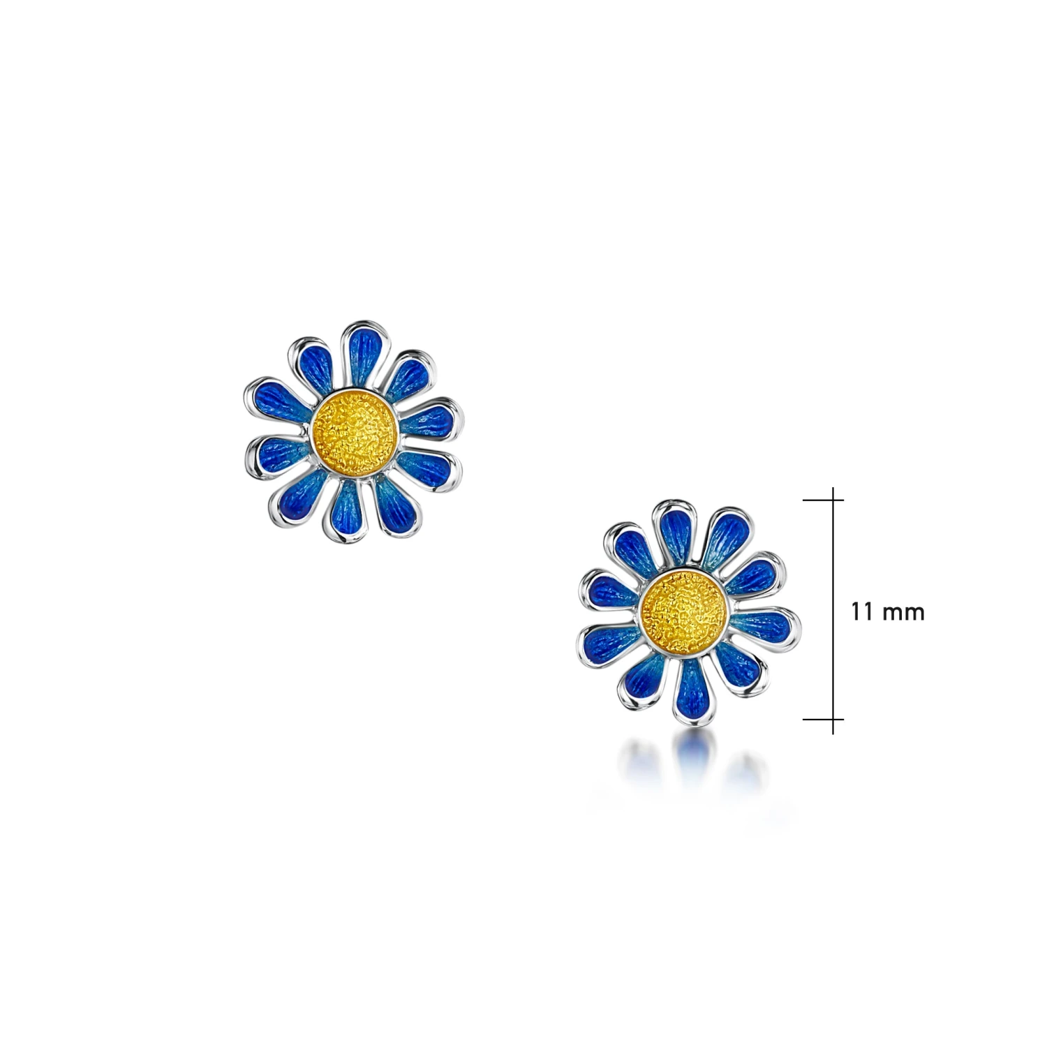 Coloured Daisies Stud Earrings In Ocean Enamel 2 Coloured Daisies Stud Earrings In Ocean Enamel - Image 2