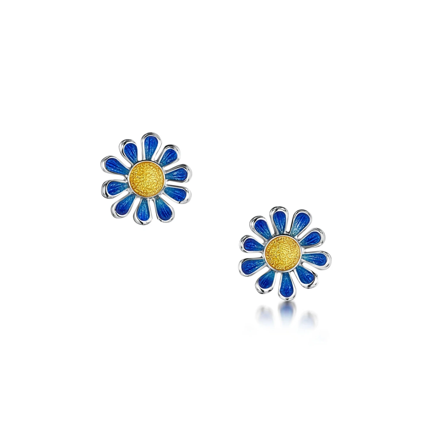 Coloured Daisies Stud Earrings In Ocean Enamel 1 Coloured Daisies Stud Earrings In Ocean Enamel