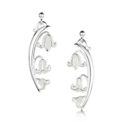 Bluebell 3-flower Drop Earrings In Whitebell Enamel