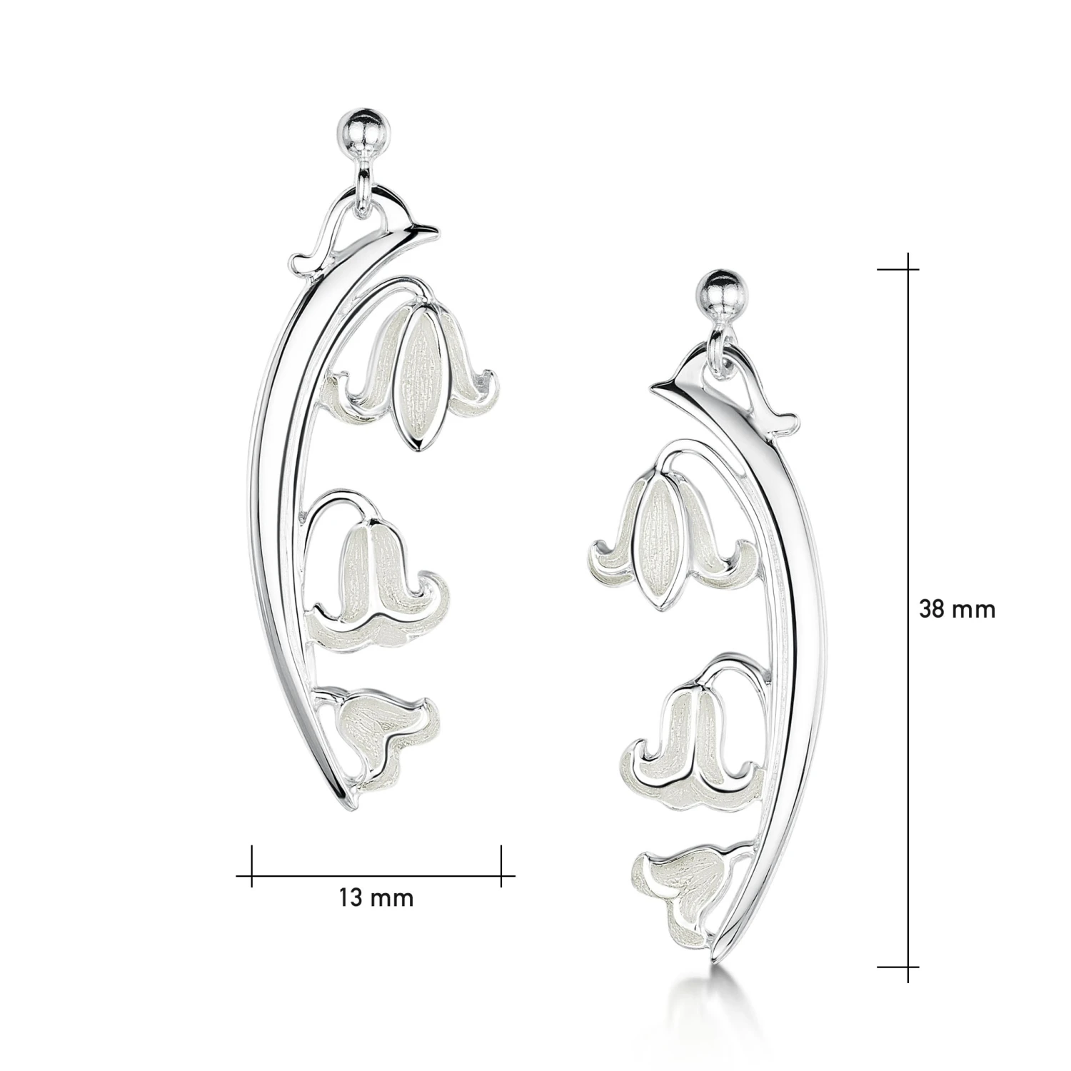 Bluebell 3-flower Drop Earrings In Whitebell Enamel 2 Bluebell 3-flower Drop Earrings In Whitebell Enamel - Image 2