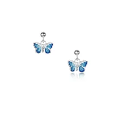 Holly Blue Butterfly Small Enamel Drop Earrings
