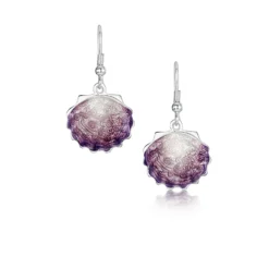 Scallop Drop Earrings In Scallop Pink Enamel