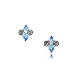 Skara Brae Small Enamel Stud Earrings In Sterling Silver