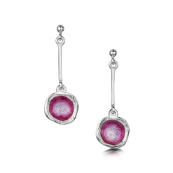 Long Lunar Bright Drop Earrings In Hot Pink Enamel
