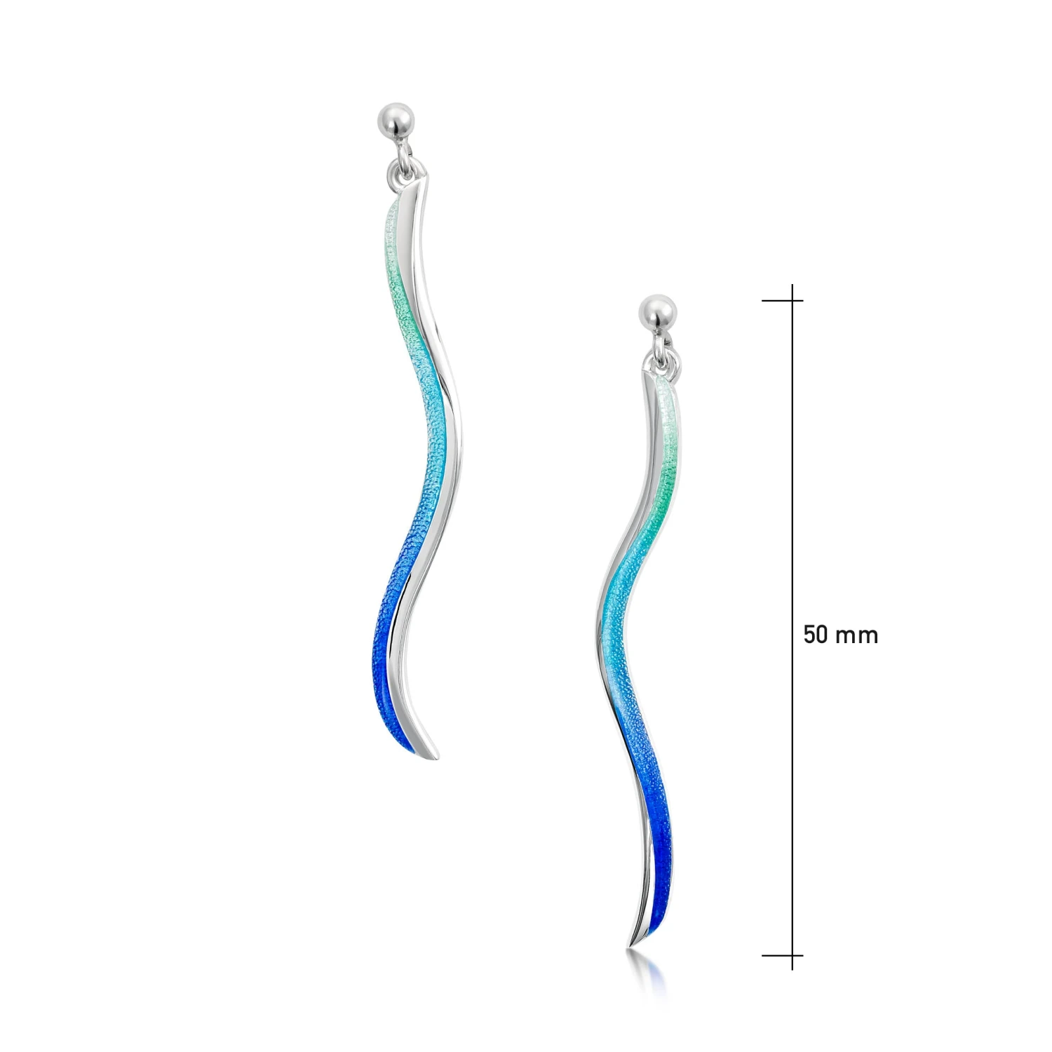 Atlantic Swell 1-frond Long Earrings In Ocean Hue Enamel 2 Atlantic Swell 1-frond Long Earrings In Ocean Hue Enamel - Image 2