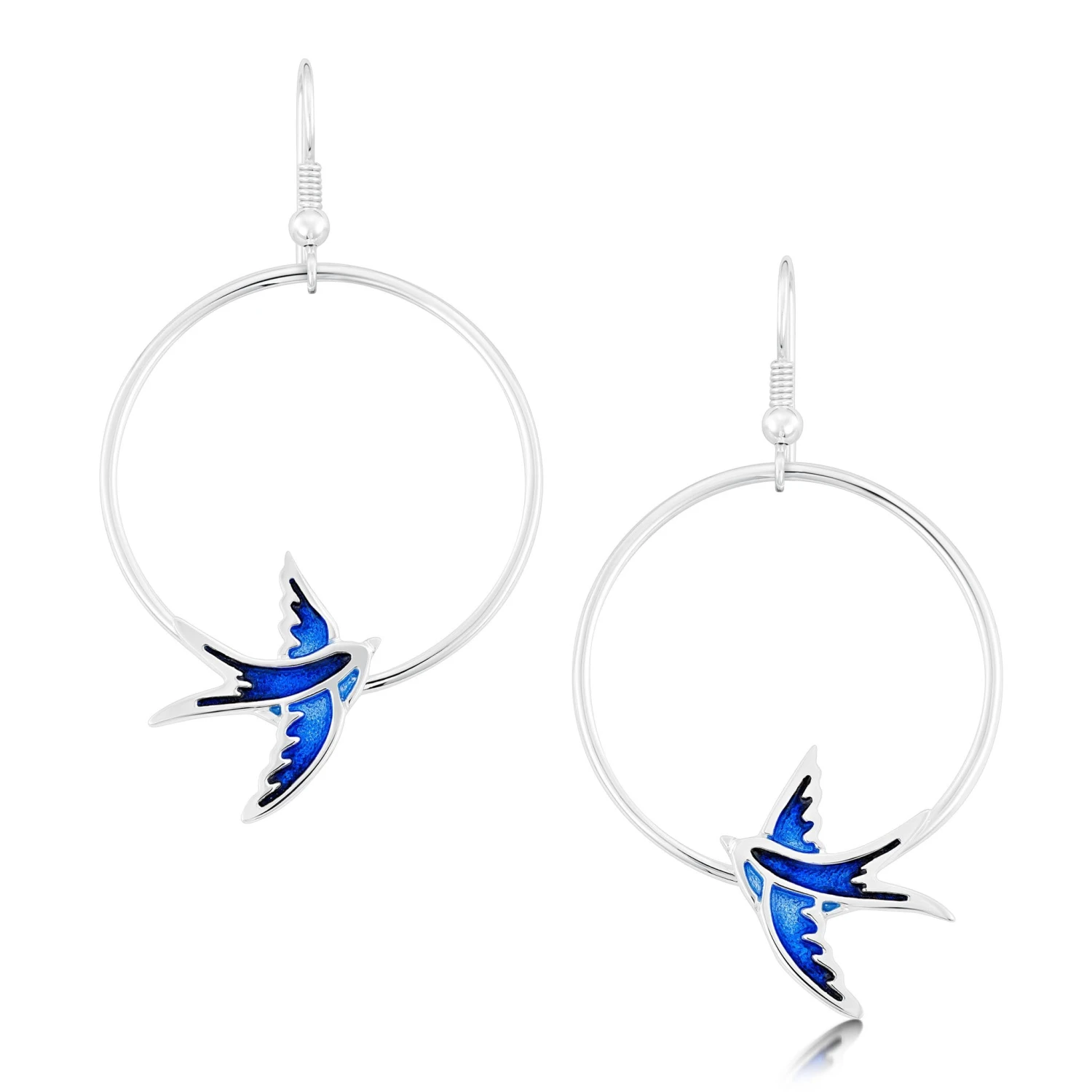 Swallows 1-hoop Dress Drop Earrings In Sapphire Enamel 1 Swallows 1-hoop Dress Drop Earrings In Sapphire Enamel