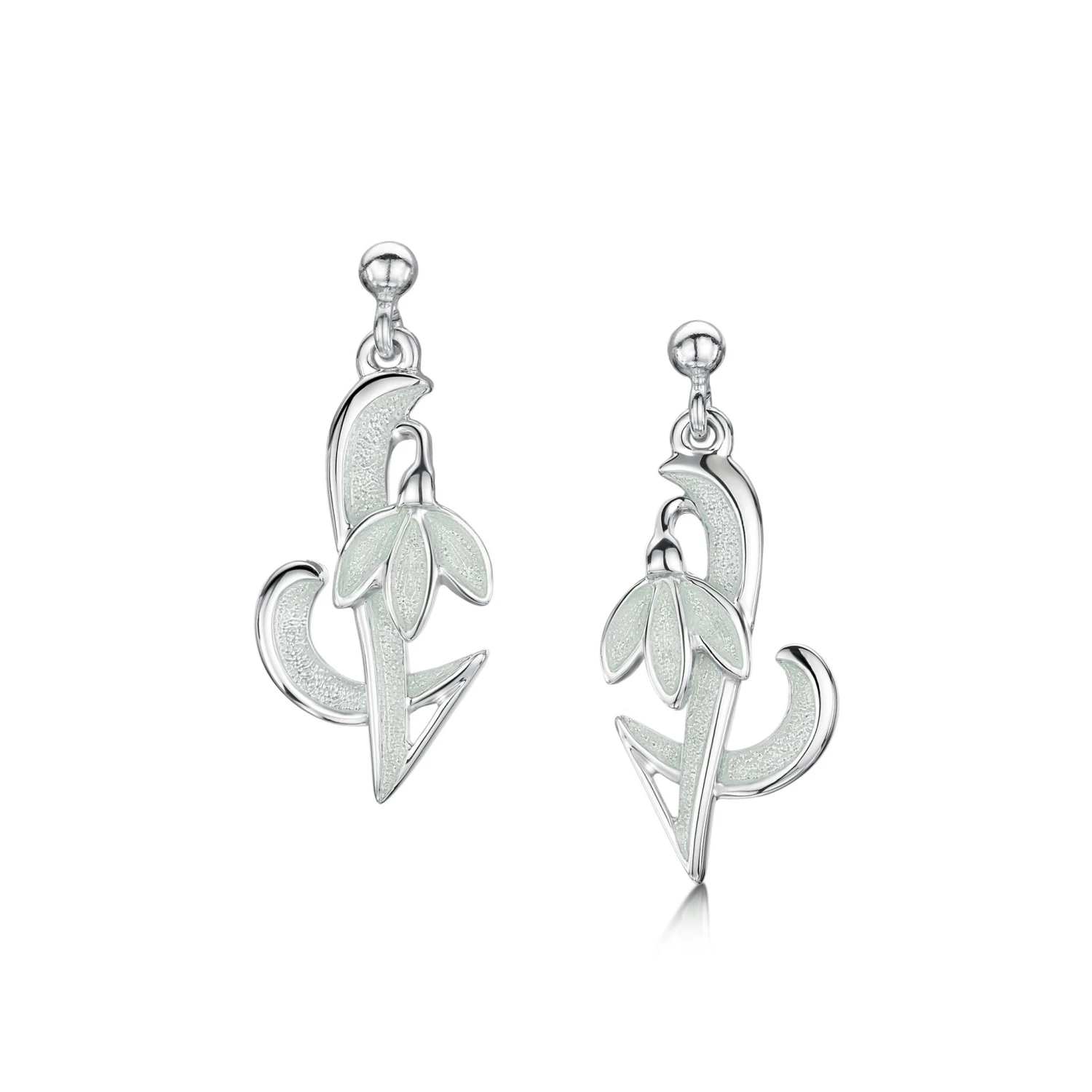 Snowdrop Sterling Silver Drop Earrings In Crystal Enamel 1 Snowdrop Sterling Silver Drop Earrings In Crystal Enamel
