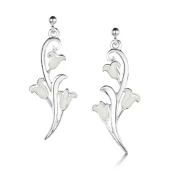 Bluebell Dress Drop Earrings In Whitebell Enamel