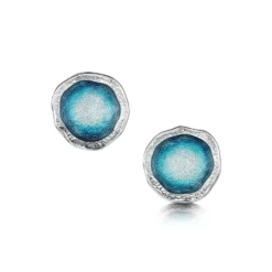 Lunar Sterling Silver Dress Stud Earrings In Lichen Enamel