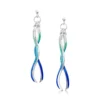 Atlantic Swell 2-frond Long Earrings In Ocean Hue Enamel