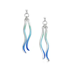 Atlantic Swell 2-frond Earrings In Ocean Hue Enamel