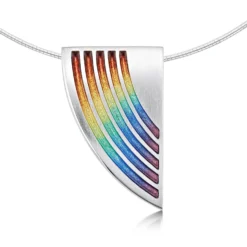 Rainbow Enamel Statement Necklace In Sterling Silver