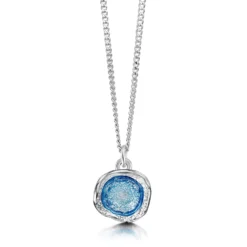 Lunar Small Pendant Necklace In Lunar Blue Enamel