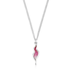 River Ripples Small Pendant Necklace In Hot Pink Enamel