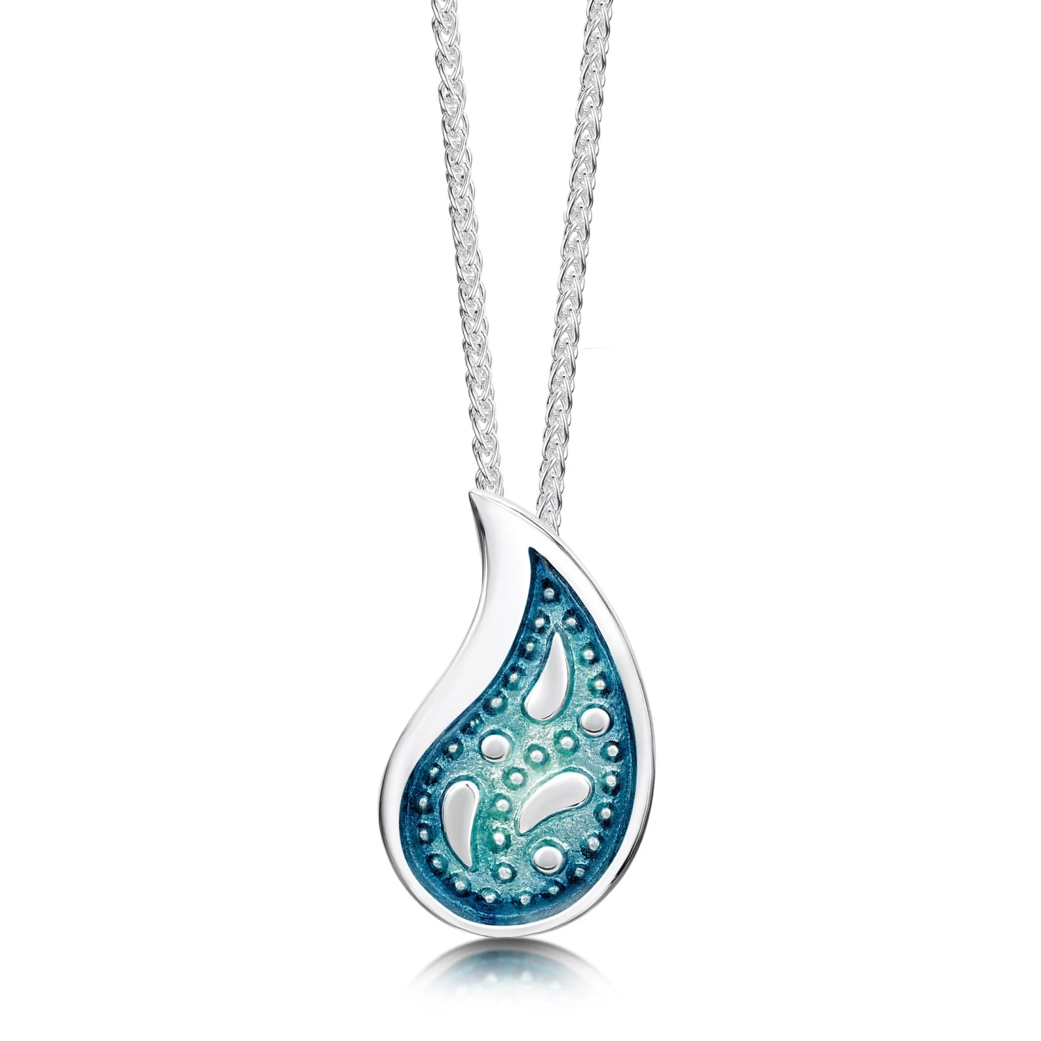 Paisley Leaf Pendant Necklace In Verdi Enamel 1 Paisley Leaf Pendant Necklace In Verdi Enamel