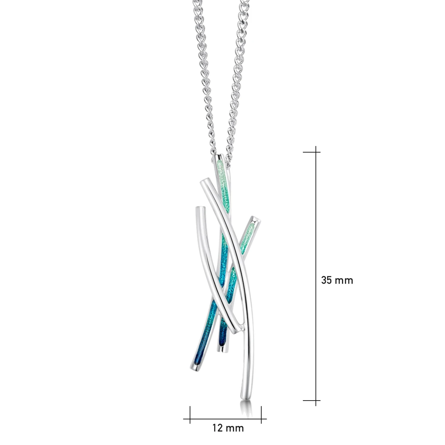 Wild Grasses Pendant Necklace In Peacock Enamel 2 Wild Grasses Pendant Necklace In Peacock Enamel - Image 2