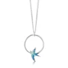 Swallows 1-hoop Silver Pendant In Summer Blue Enamel