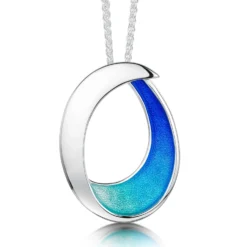 Sea & Surf Pendant Necklace In Ocean Hue Enamel
