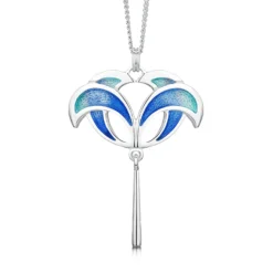 Summer Splash Enamel Pendant Necklace In Sterling Silver
