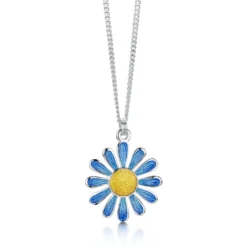 Coloured Daisies Small Pendant In Glacier Enamel