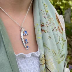 Bluebell 3-flower Dress Pendant Necklace In Sterling Silver