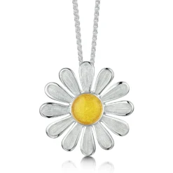 Daisies At Dawn Enamel Dress Pendant In Sterling Silver