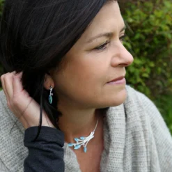 Rowan Drop Earrings In Sage Enamel With Moonstone -Bijourist Sales Store ESE0159 Rowandropearringsinsage2