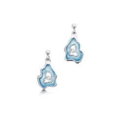 Rock Pool Small Enamel Drop Earrings With Moonstone