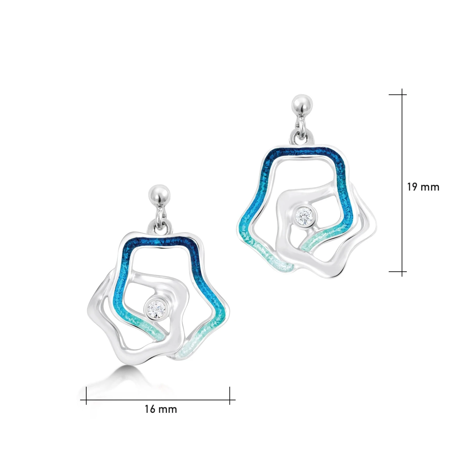 Tidal Islands Cubic Zirconia Drop Earrings In Peacock Enamel 2 Tidal Islands Cubic Zirconia Drop Earrings In Peacock Enamel - Image 2