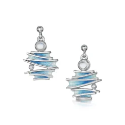 Moonlight Enamel Drop Earrings With Moonstone & CZ