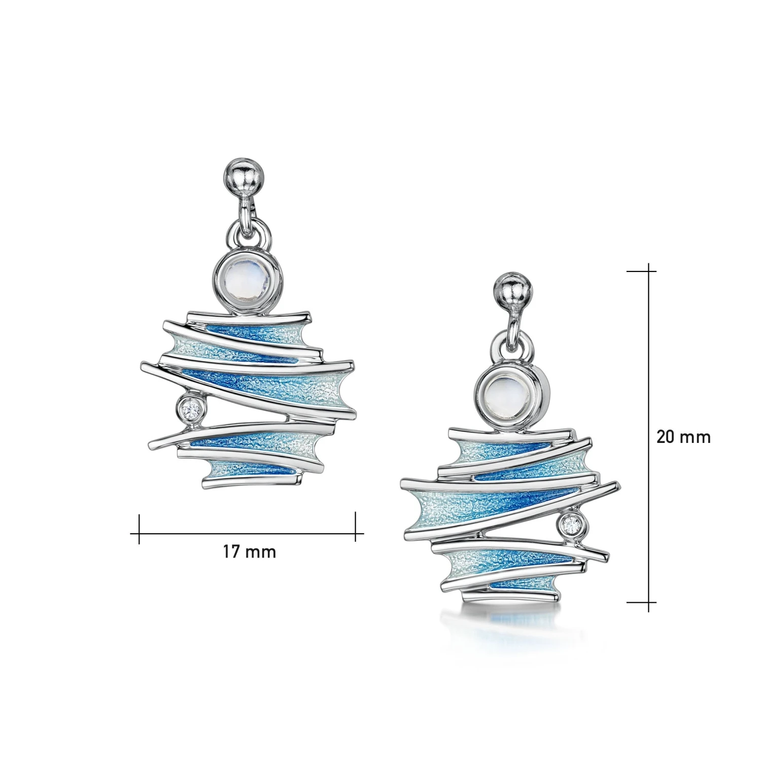 Moonlight Enamel Drop Earrings With Moonstone & CZ 2 Moonlight Enamel Drop Earrings With Moonstone & CZ - Image 2