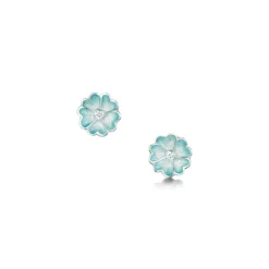 Primula Scotica Cubic Zirconia Stud Earrings In Surf Enamel