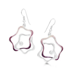 Tidal Islands Cubic Zirconia Dress Drop Earrings In Amethyst Enamel