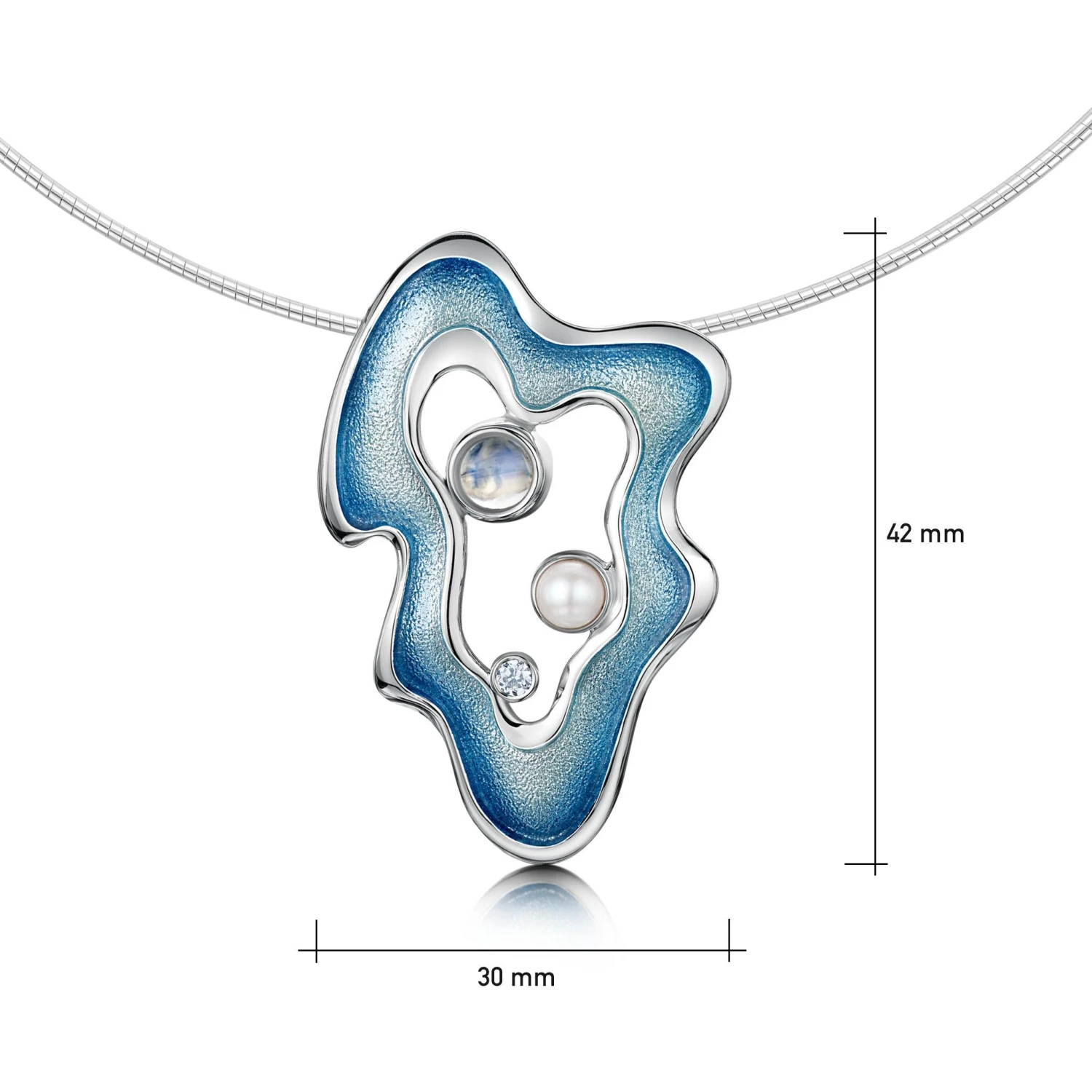 Rock Pool Enamel Dress Necklace With Moonstone, Pearl & CZ 2 Rock Pool Enamel Dress Necklace With Moonstone, Pearl & CZ - Image 2