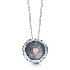 Lunar Pearl Pendant Necklace In Mill Sands Enamel
