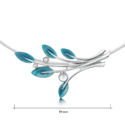 Rowan Five-Leaf Necklace In Sage Enamel With Moonstone, Pearl & CZ -Bijourist Sales Store ESWNX157 SAGE sizes