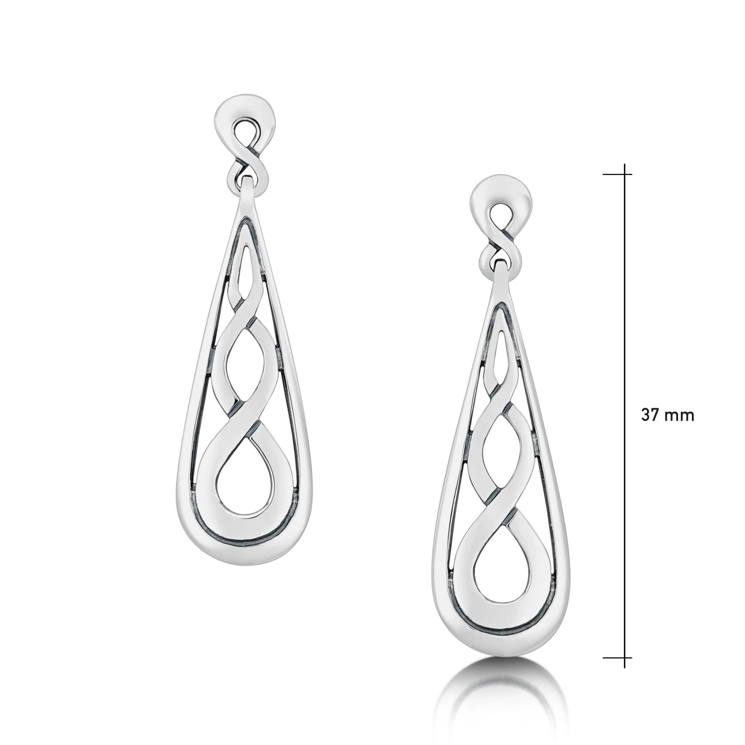 Celtic Teardrop Earrings In Sterling Silver 2 Celtic Teardrop Earrings In Sterling Silver - Image 2